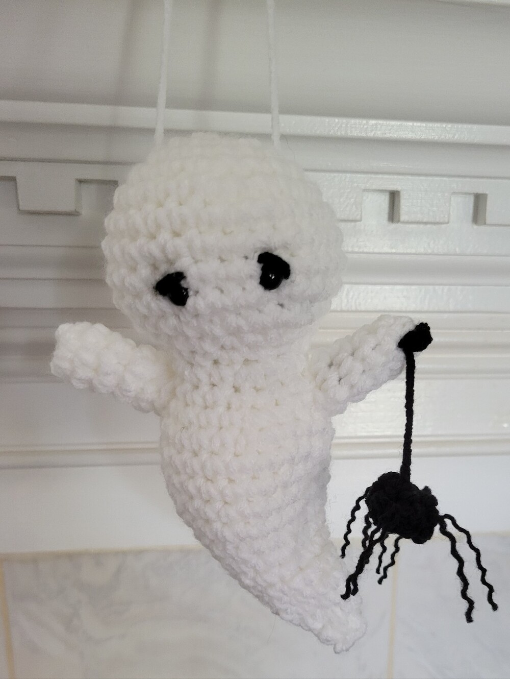 Halloween Ghost Dangler White With Spider Decoration Ornament Car House Fun